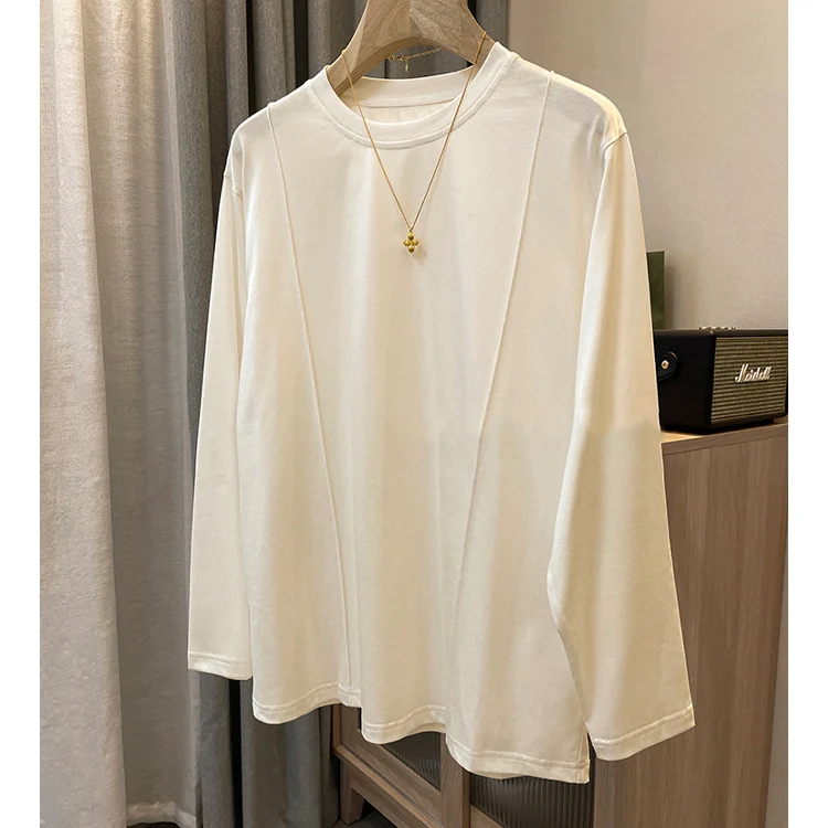 Damen Oversize-Langarmshirt mit dekorativen Nahtpaspeln Nord Taschen