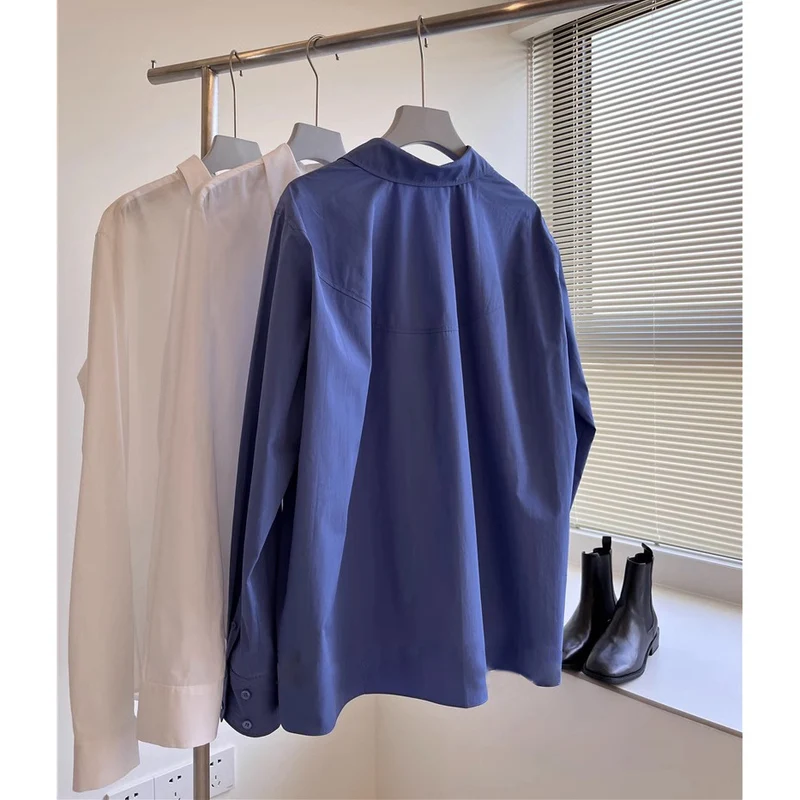 Damen Oversize-Hemd aus leichter Baumwollmischung mit Brusttasche Nord Taschen