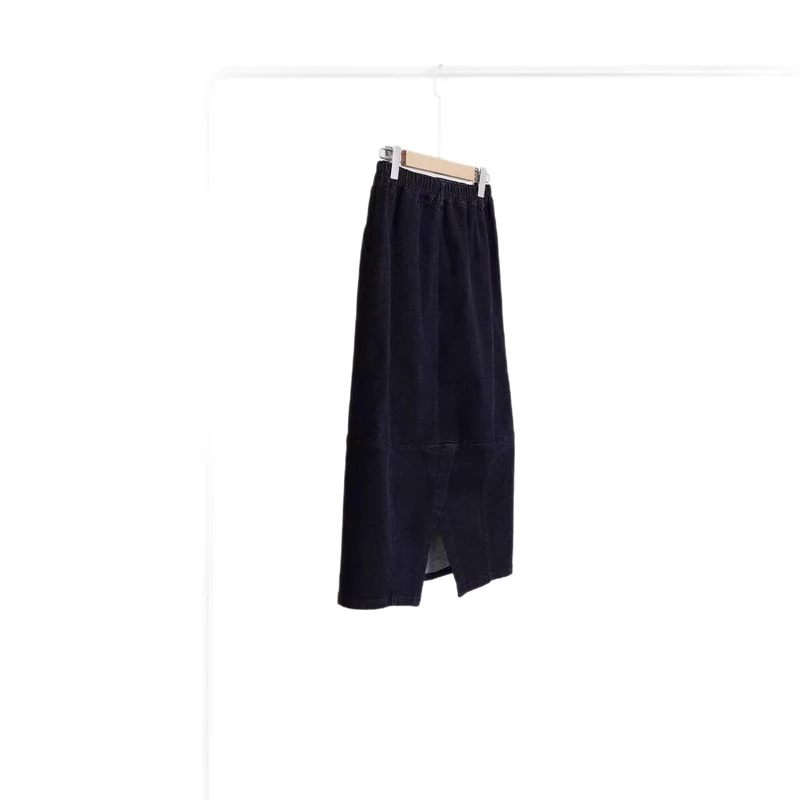 Damen Midirock in Cordoptik mit hoher Taille, Eingrifftaschen und gerader Silhouette Nord Taschen