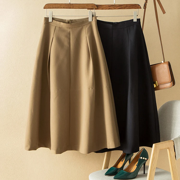 Damen Midi A-Linien-Rock mit hoher Taille und elegantem Fall Nord Taschen