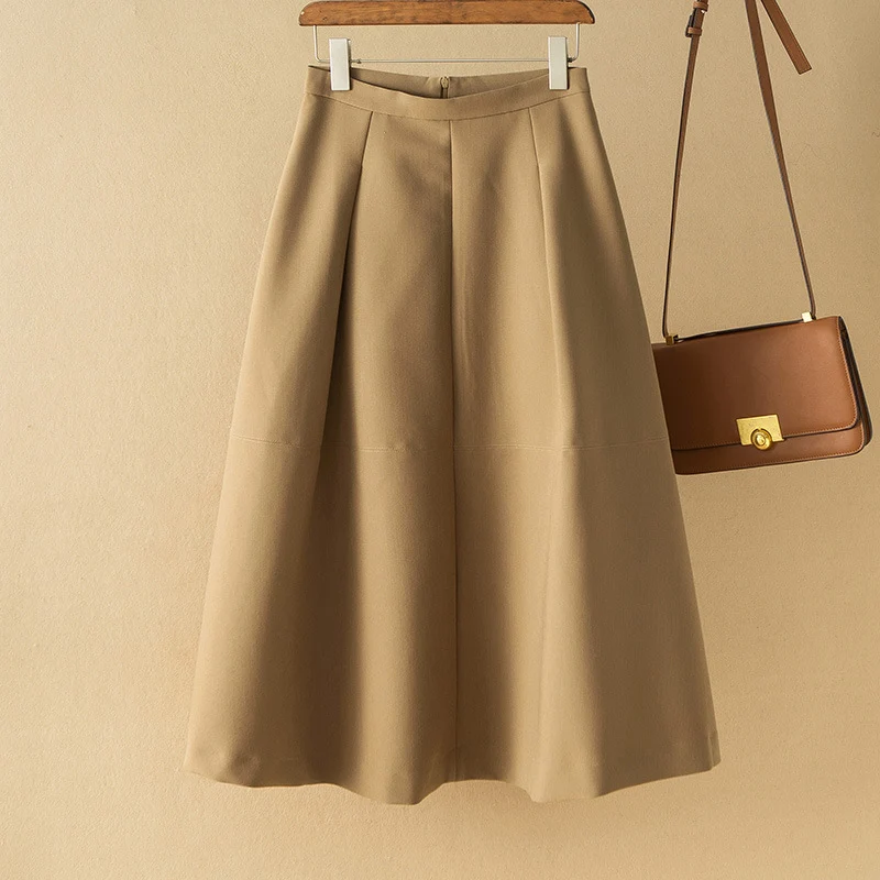 Damen Midi A-Linien-Rock mit hoher Taille und elegantem Fall Nord Taschen