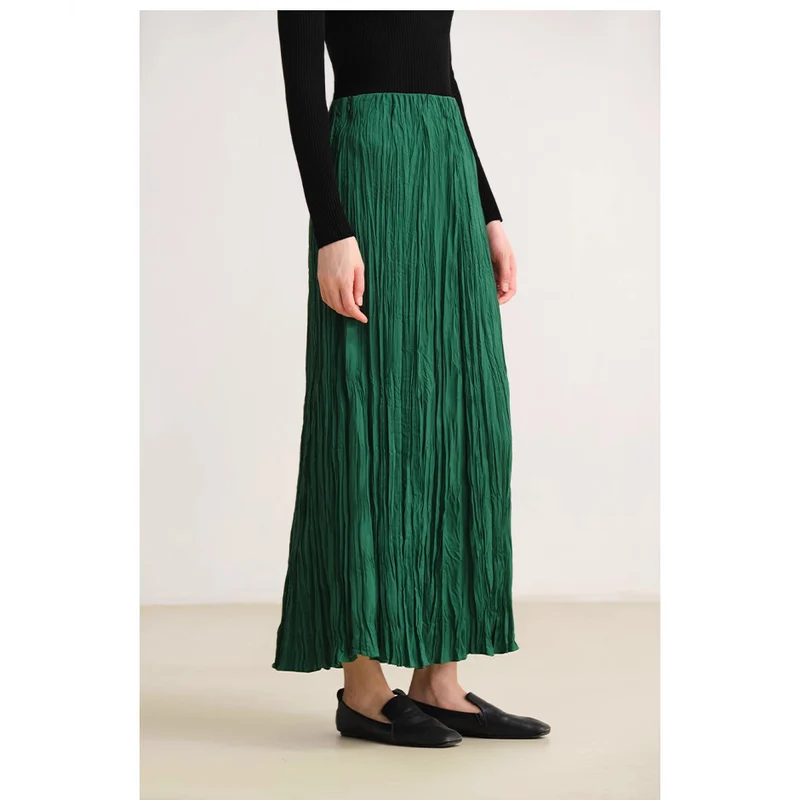 Damen Maxirock mit strukturierter Crinkle‑Optik und hoher Taille Nord Taschen