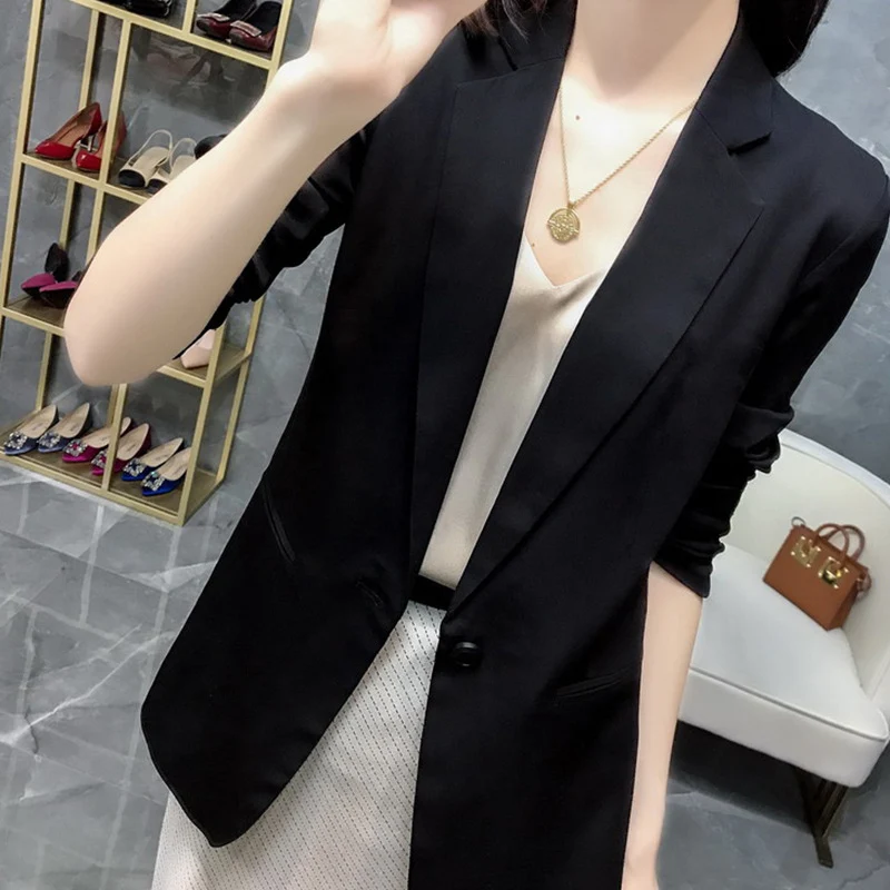 Damen Leichter taillierter Longblazer mit fallendem Saum und Paspeltaschen Nord Taschen