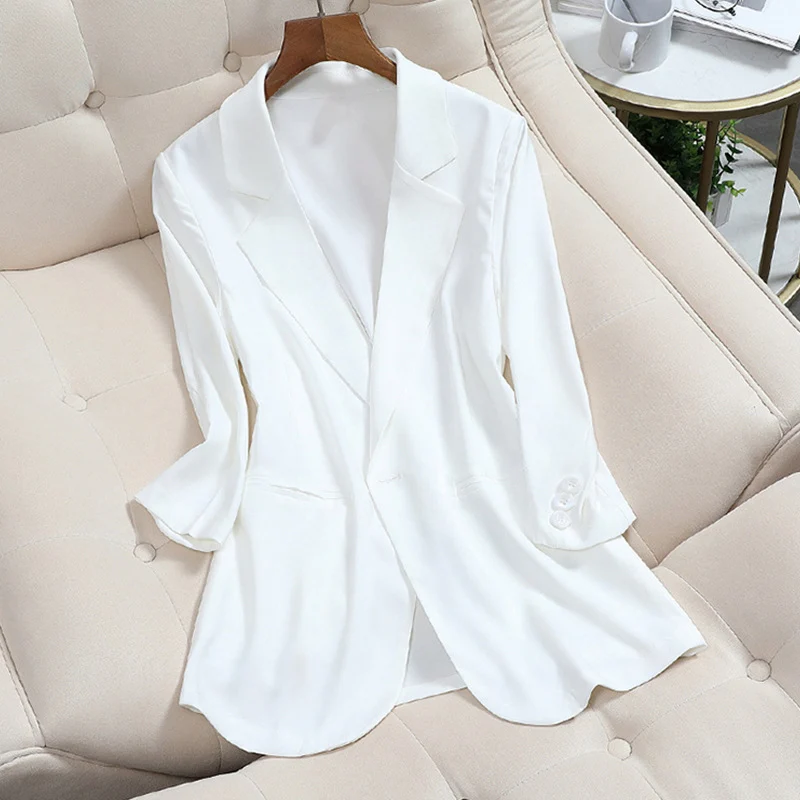 Damen Leichter taillierter Longblazer mit fallendem Saum und Paspeltaschen Nord Taschen