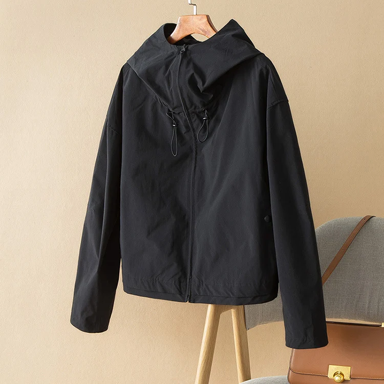 Damen Leichte Kapuzenjacke mit Boxy‑Silhouette und Kordelzug Nord Taschen