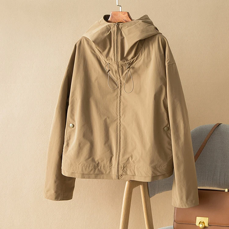 Damen Leichte Kapuzenjacke mit Boxy‑Silhouette und Kordelzug Nord Taschen