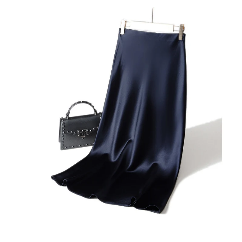 Damen Langer Satin-Maxirock im Bias-Cut mit taillenhoher Passform und fließender A‑Linie Nord Taschen