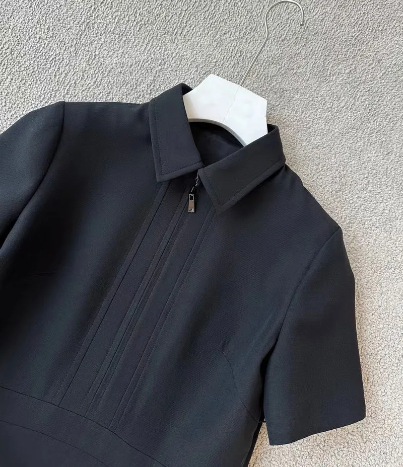 Damen Kurzärmeliges Hemdkleid mit verdecktem Zwei-Wege-Reißverschluss und taillierter Schnittführung Nord Taschen
