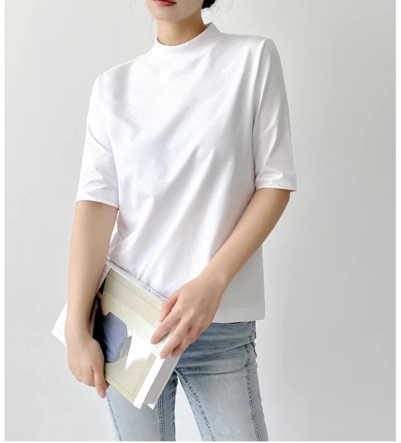 Damen Kurzarm-Top mit Stehkragen und leichter Boxy-Silhouette Nord Taschen