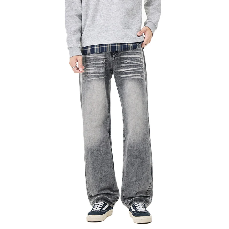 Herren Weit geschnittene Vintage-Denim-Jeans mit low-rise, Whisker‑Effekt und relaxed Bein Nord Taschen