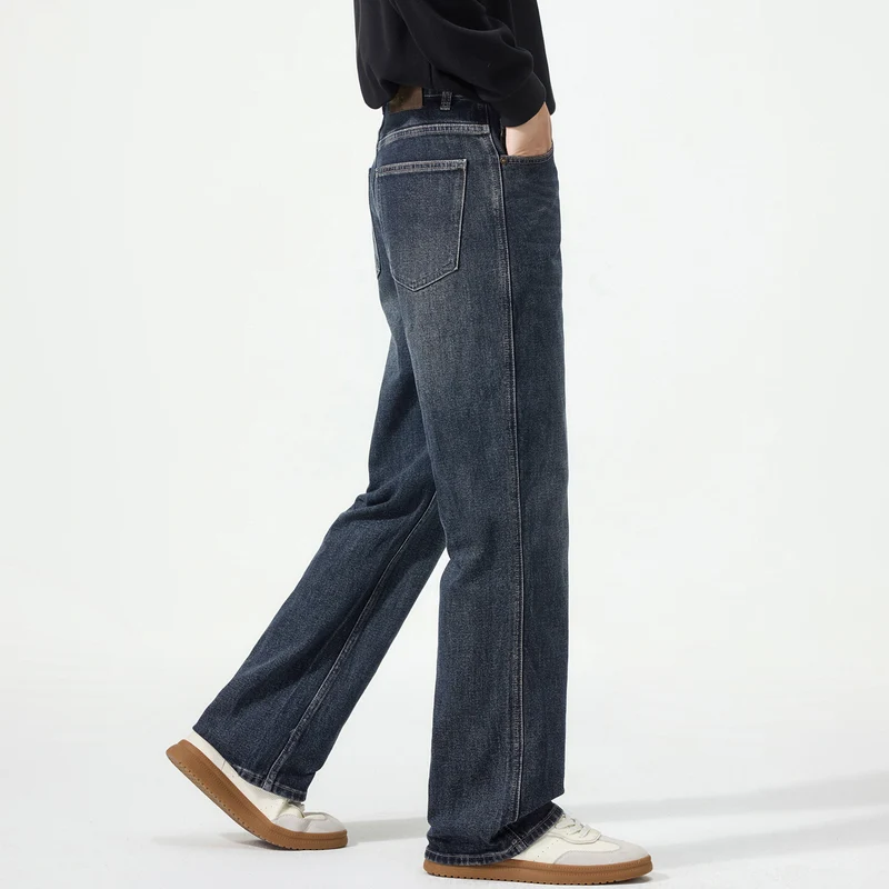 Herren weit geschnittene Five-Pocket-Jeans mit hohem Bund und Vintage-Waschung Nord Taschen