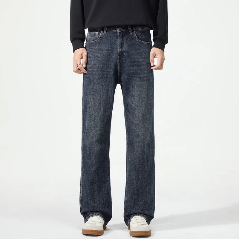 Herren weit geschnittene Five-Pocket-Jeans mit hohem Bund und Vintage-Waschung Nord Taschen