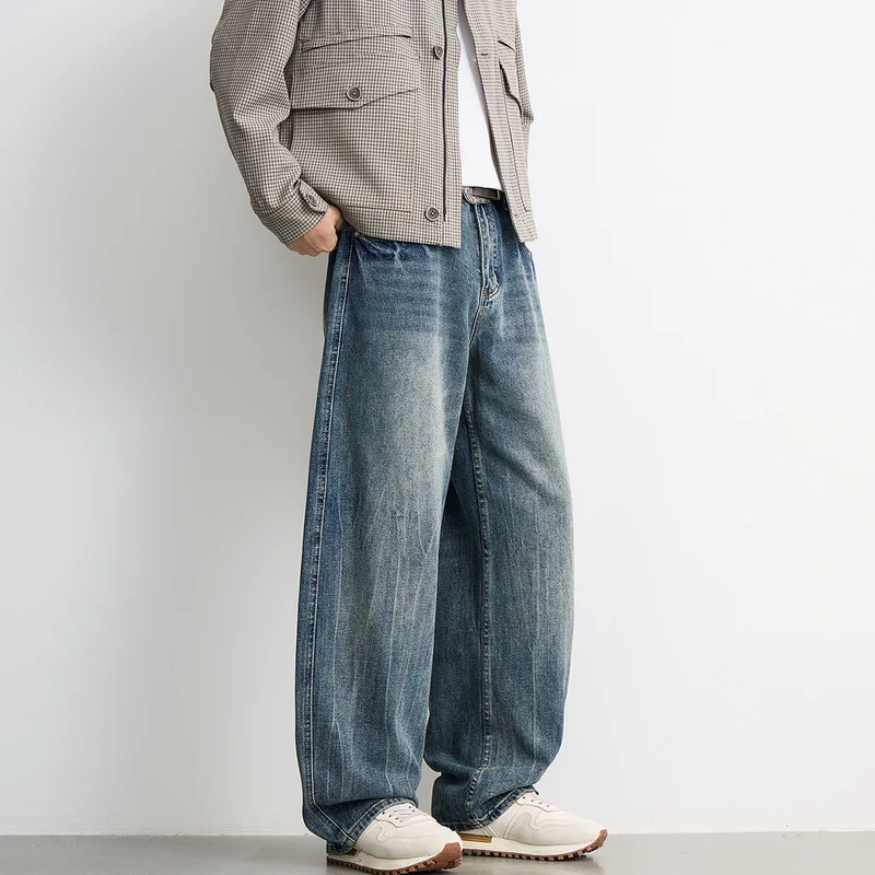 Herren Ultraweiter Relaxed-Fit Denim-Jeans mit Vintage-Waschung Nord Taschen