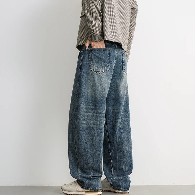 Herren Ultraweiter Relaxed-Fit Denim-Jeans mit Vintage-Waschung Nord Taschen