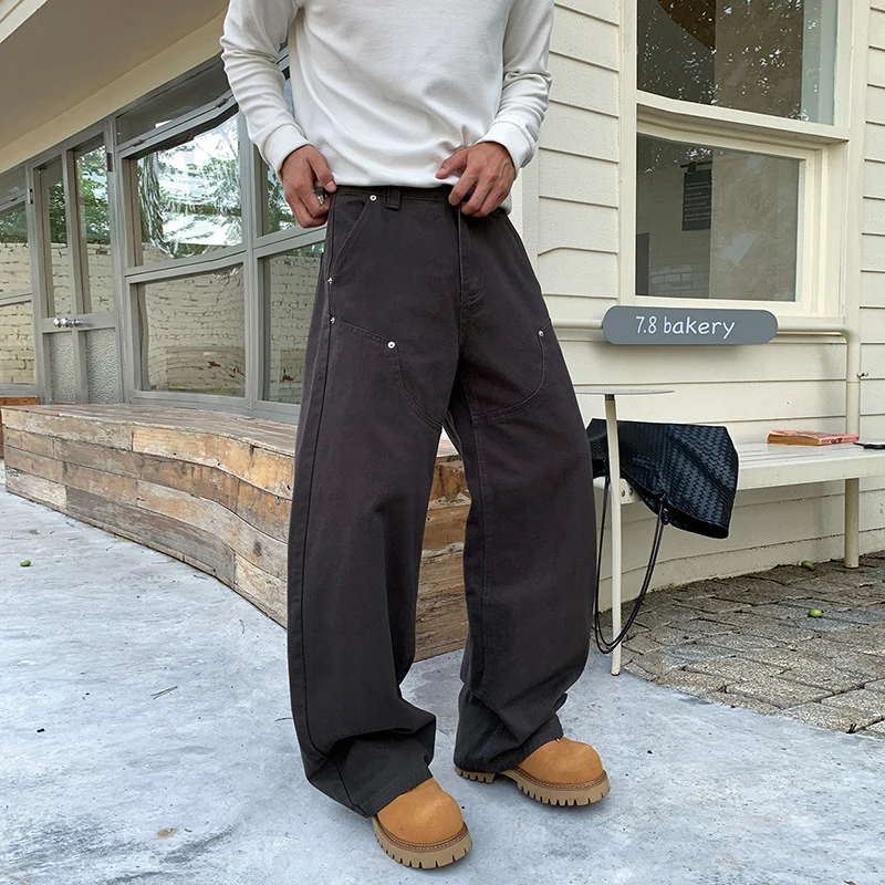 Herren Lockere Cargo-Hose mit weitem Bein und aufgesetzten Rundtaschen Nord Taschen