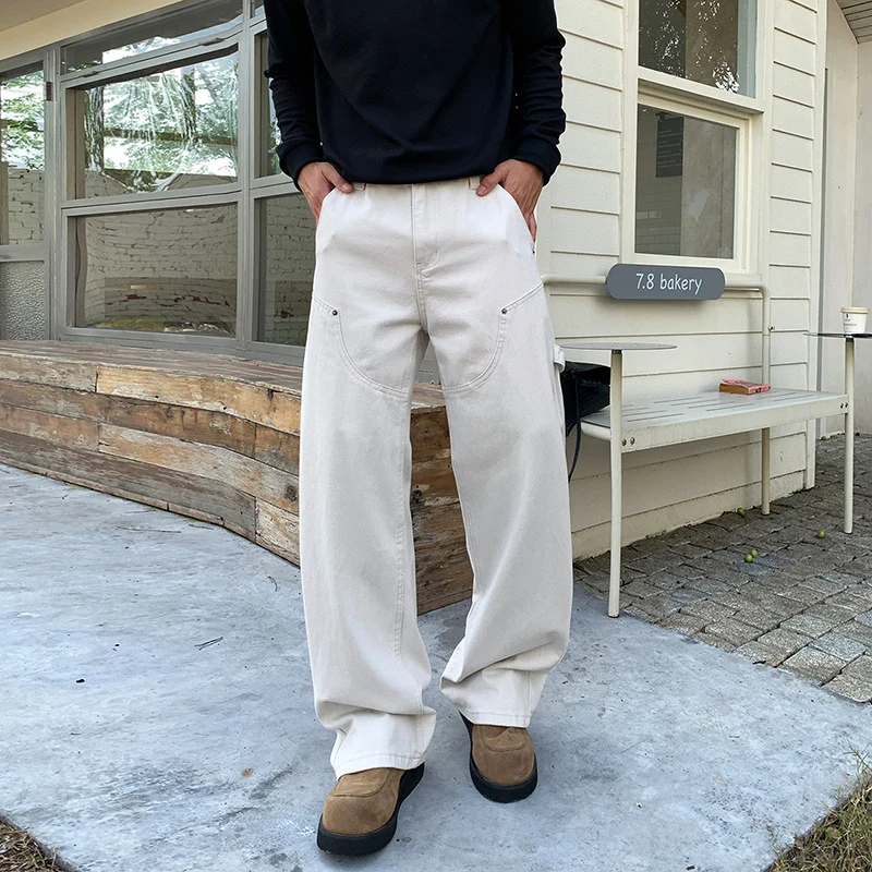 Herren Lockere Cargo-Hose mit weitem Bein und aufgesetzten Rundtaschen Nord Taschen