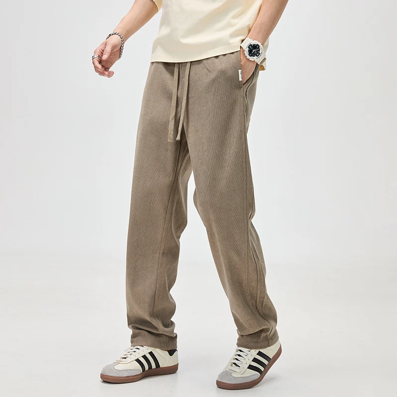 Herren Lässige Kord-Freizeithose mit Tunnelzug und geradem Schnitt Nord Taschen