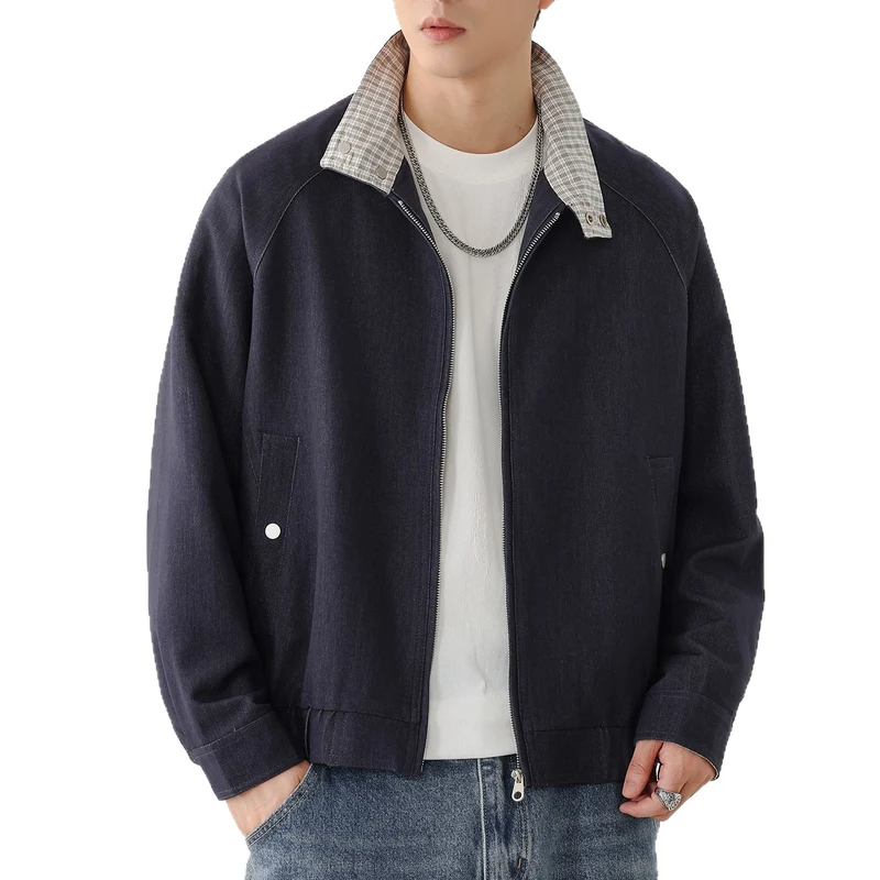 Herren Harringtonjacke mit Kontrastkragen, Raglanärmeln und Frontreißverschluss Nord Taschen