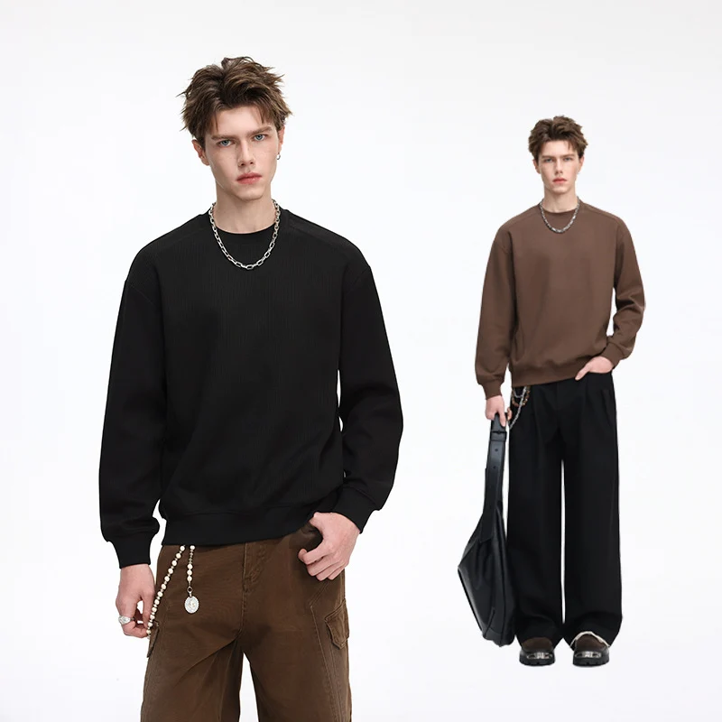 Herren Gerippter Struktur-Sweatshirtpullover mit Drop-Shoulder und relaxed Fit Nord Taschen