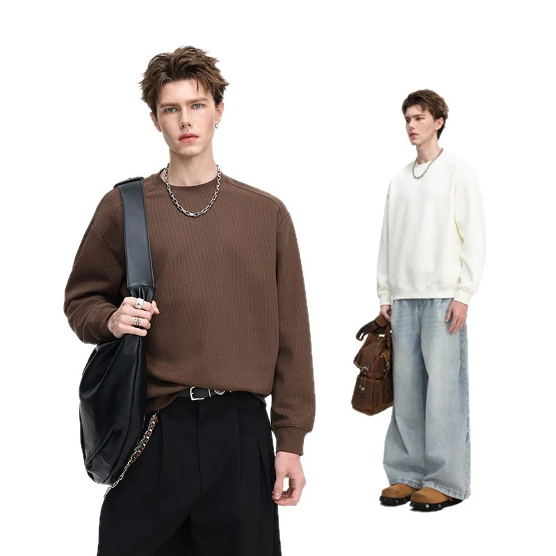Herren Gerippter Struktur-Sweatshirtpullover mit Drop-Shoulder und relaxed Fit Nord Taschen