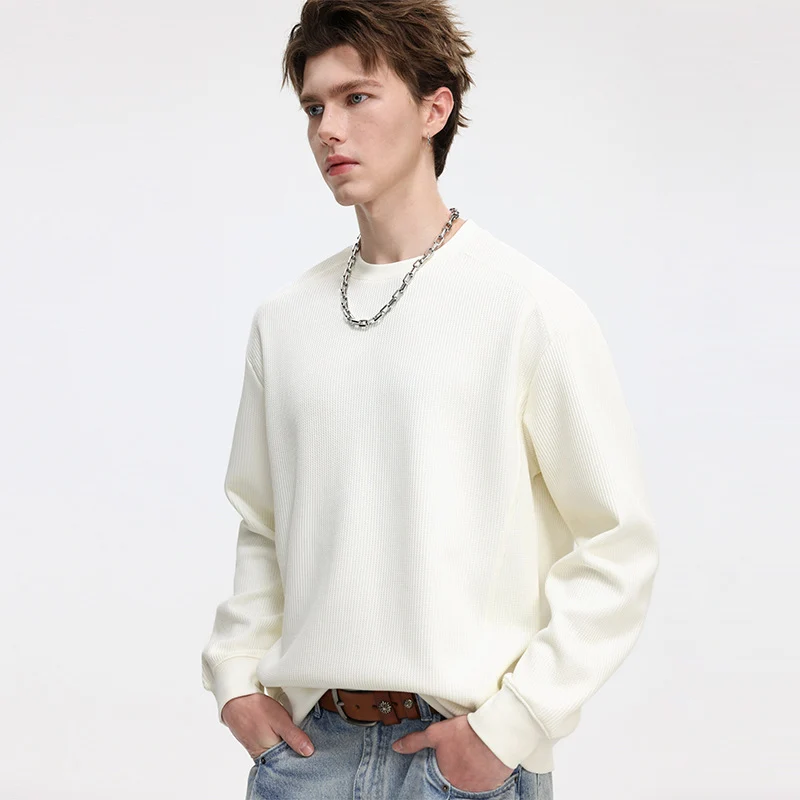 Herren Gerippter Struktur-Sweatshirtpullover mit Drop-Shoulder und relaxed Fit Nord Taschen
