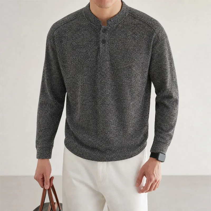 Herren Feinstrick-Henleypullover mit Knopfleiste und Rippbündchen Nord Taschen