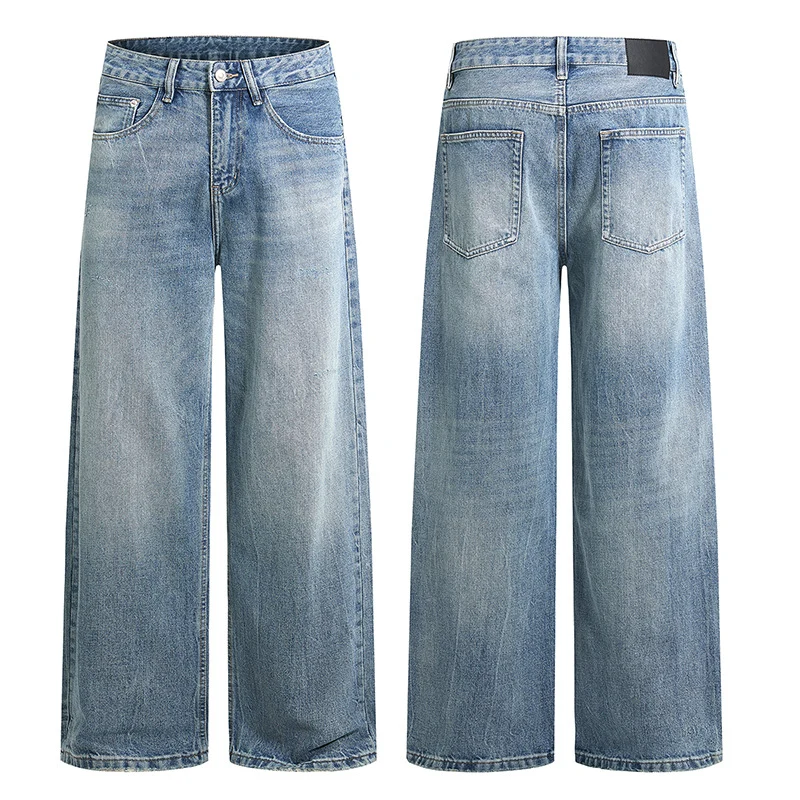 Damen Weite Jeans mit hohem Bund und geradem Bein Nord Taschen
