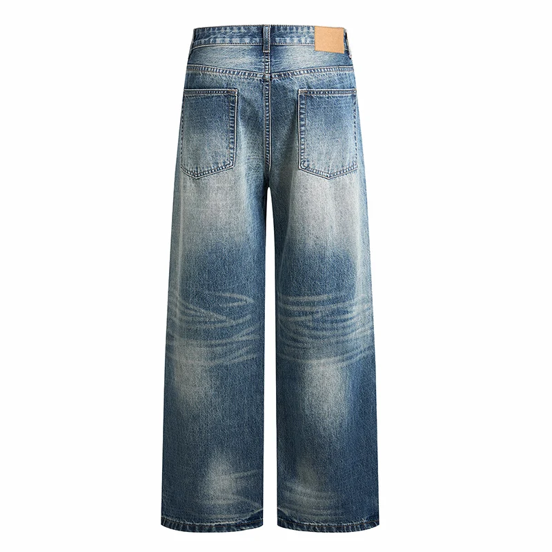 Damen Weite hochgeschnittene Vintage-Jeans mit Used-Effekt Nord Taschen