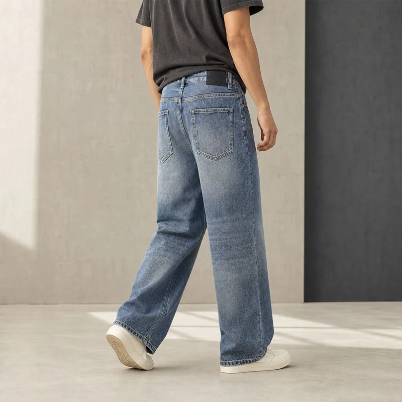 Damen Weite High-Waist Vintage-Jeans mit Used-Effekt Nord Taschen