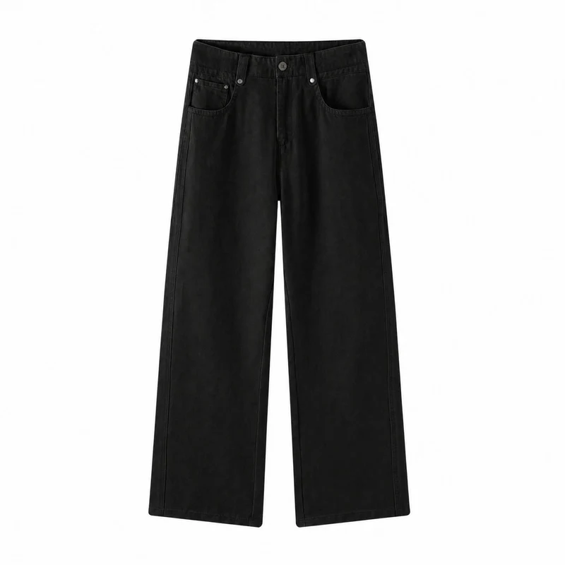 Damen Weite High-Waist-Hose aus Baumwolltwill mit markanter Seitennaht und klassischem Taschen‑Schnitt Nord Taschen
