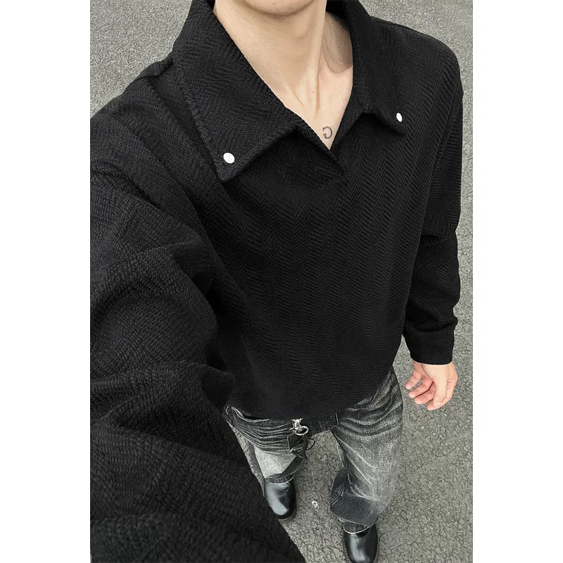 Damen Oversize-Bluse mit Fischgrätstruktur und Balloon-Ärmeln Nord Taschen