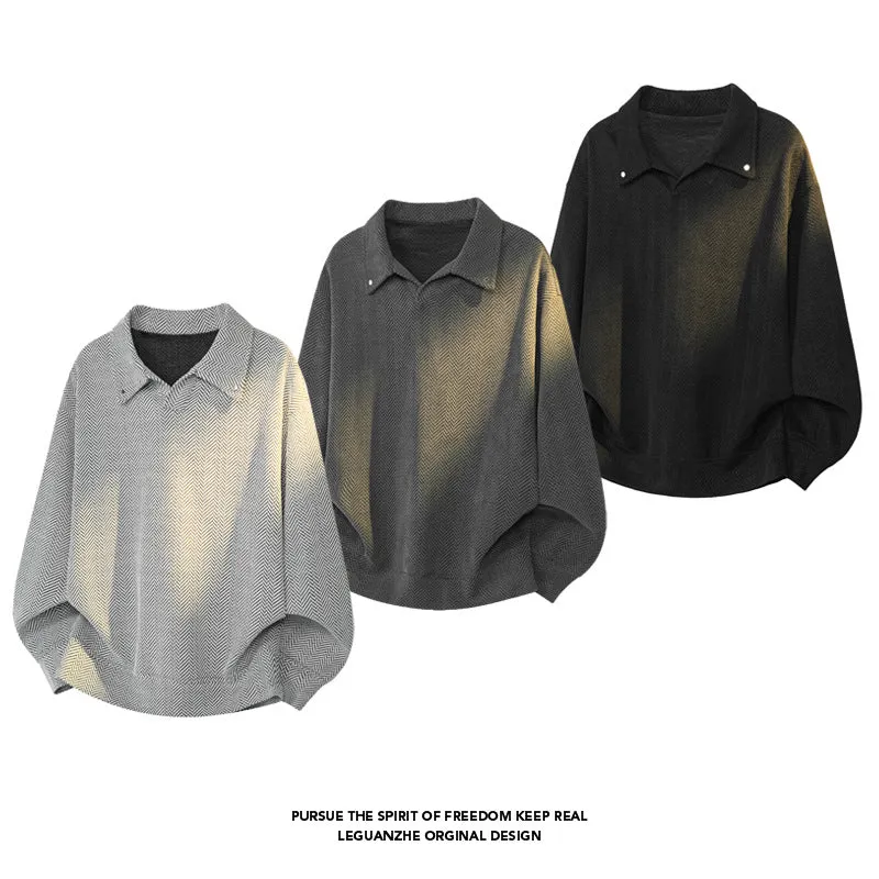 Damen Oversize-Bluse mit Fischgrätstruktur und Balloon-Ärmeln Nord Taschen