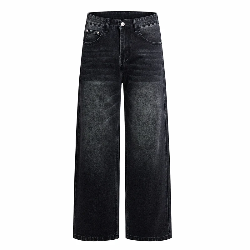 Damen High-Waist Weitbein-Jeans aus Denim mit Vintage-Waschung Nord Taschen