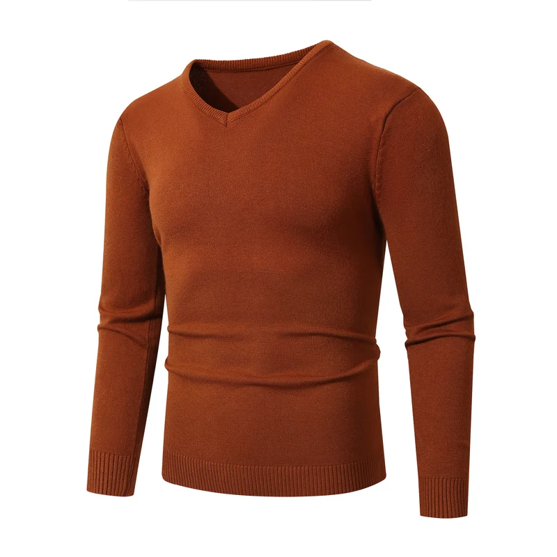 Herren Feinstrick V‑Ausschnitt Pullover aus Stretch‑Masche mit gerippten Bündchen Nord Taschen