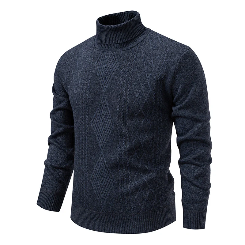 Herren Feinstrick-Rollkragenpullover mit Zopfmuster und schmaler Passform Nord Taschen