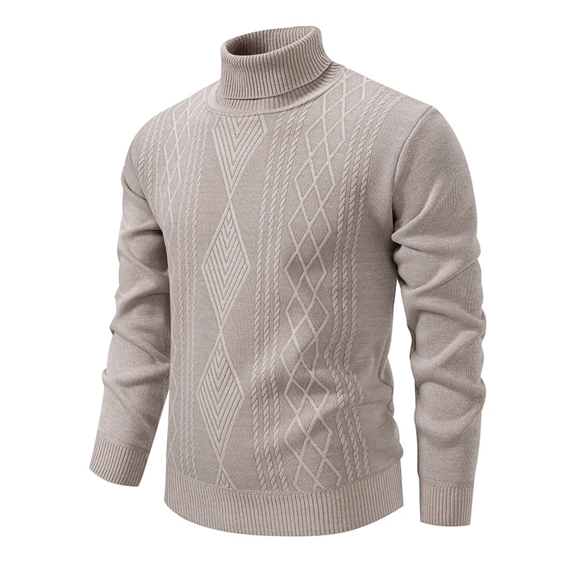 Herren Feinstrick-Rollkragenpullover mit Zopfmuster und schmaler Passform Nord Taschen