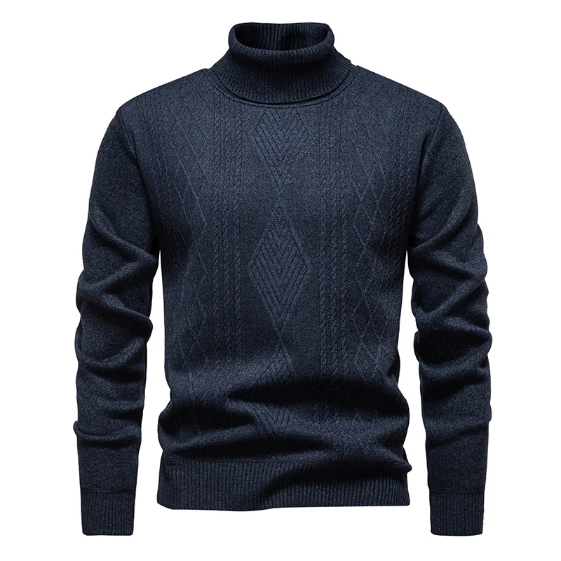 Herren Feinstrick-Rollkragenpullover mit Zopfmuster und schmaler Passform Nord Taschen