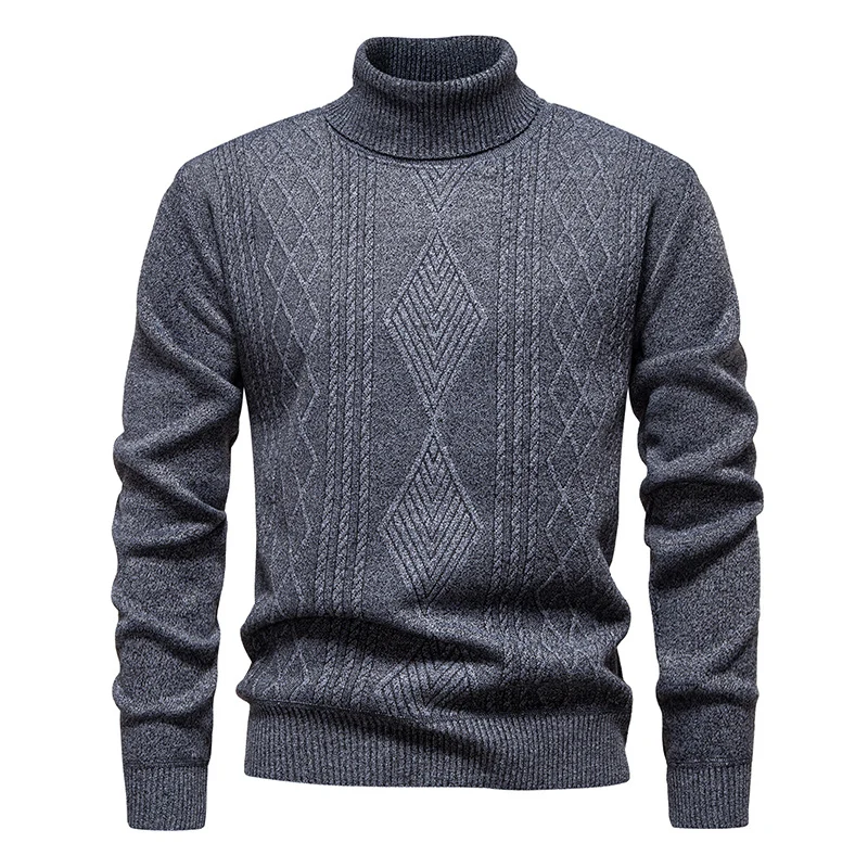 Herren Feinstrick-Rollkragenpullover mit Zopfmuster und schmaler Passform Nord Taschen