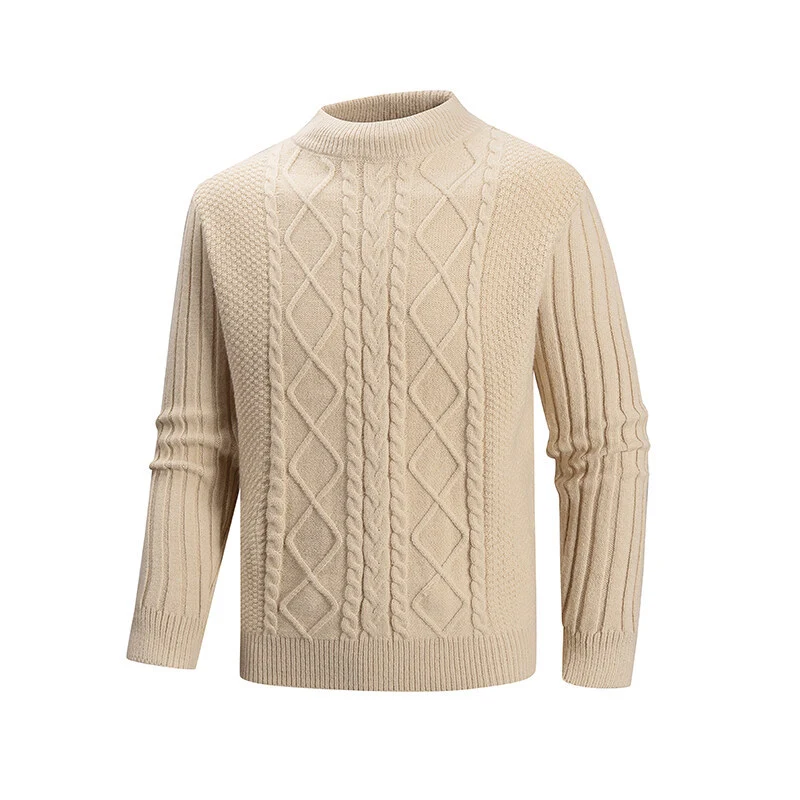 Herren Feinstrick-Rollkragenpullover mit Zopfmuster und gerippten Ärmeln Nord Taschen