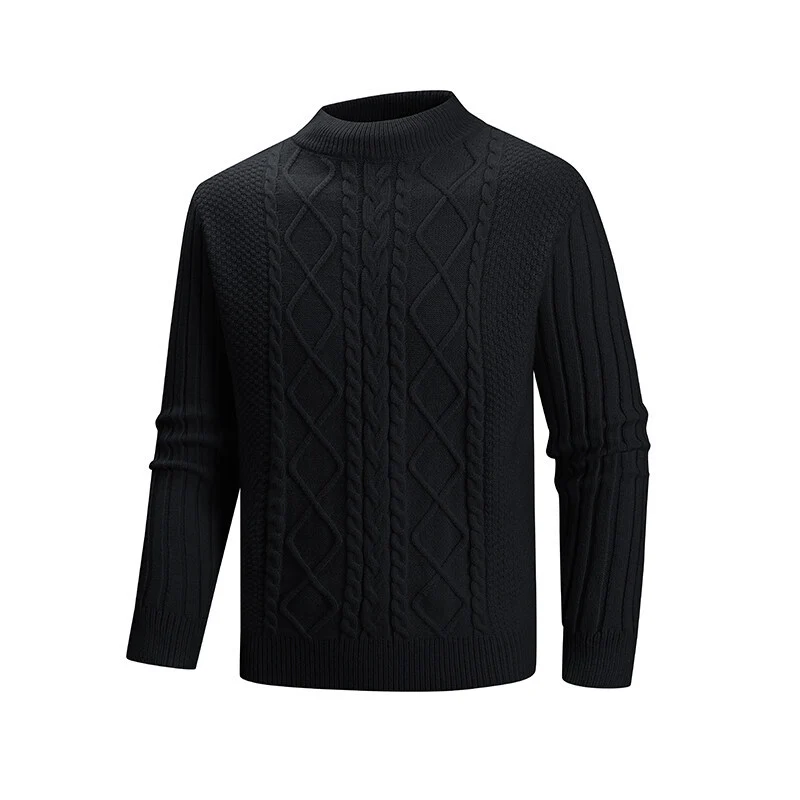 Herren Feinstrick-Rollkragenpullover mit Zopfmuster und gerippten Ärmeln Nord Taschen