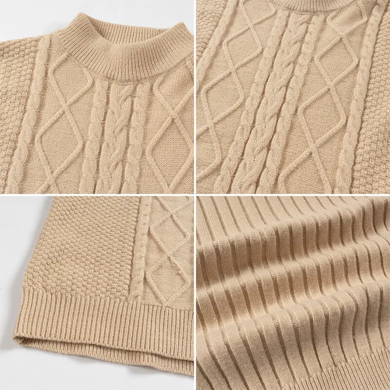 Herren Feinstrick-Rollkragenpullover mit Zopfmuster und gerippten Ärmeln Nord Taschen