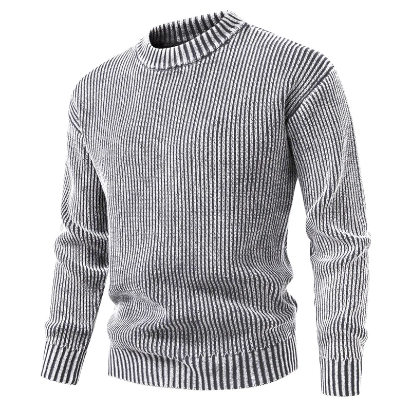 Herren Feinstrick-Rippstrickpullover mit Mockneck und elastischem Saum Nord Taschen