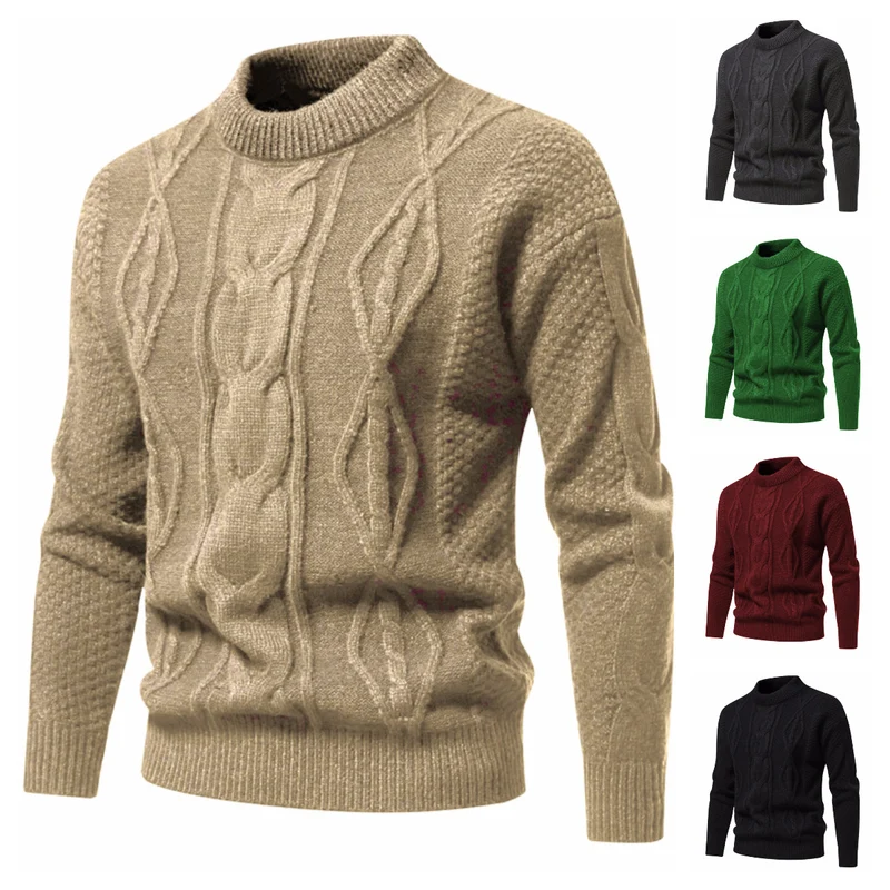 Herren Feinstrick-Pullover mit kurzem Stehkragen und Zopfstrickstruktur Nord Taschen