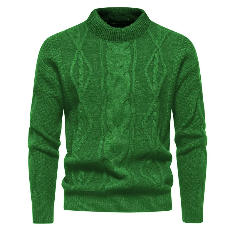 Herren Feinstrick-Pullover mit kurzem Stehkragen und Zopfstrickstruktur Nord Taschen