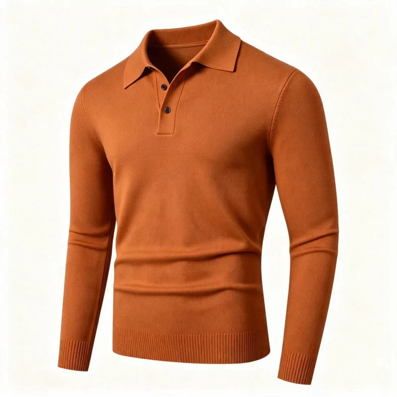 Herren Feinstrick-Poloshirt mit langem Arm und Dreiknopfleiste Nord Taschen