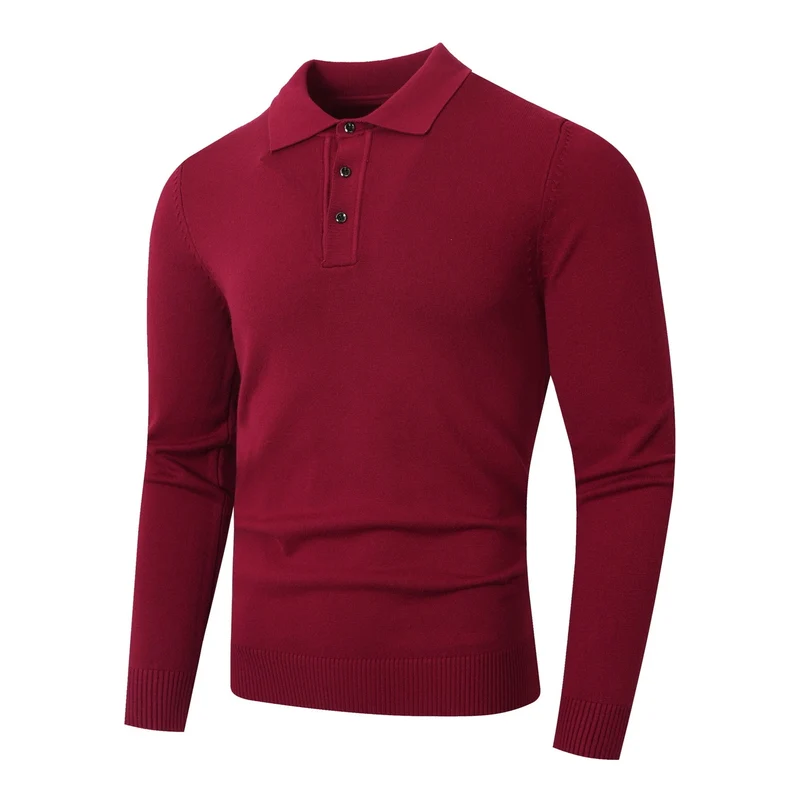Herren Feinstrick-Poloshirt mit langem Arm und Dreiknopfleiste Nord Taschen
