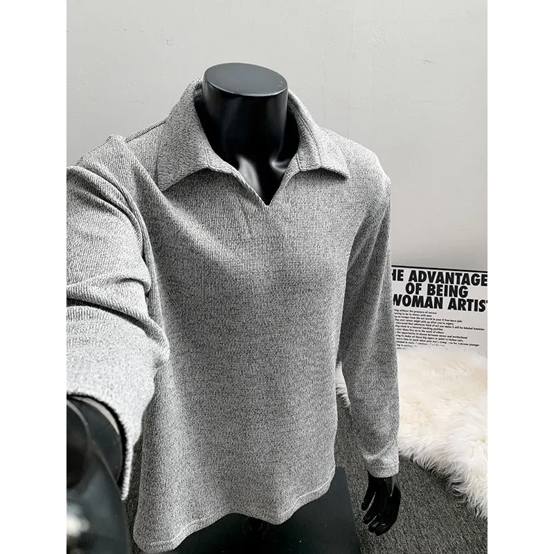 Herren Feinstrick-Polo-Pullover mit offenem Reverskragen und leichter Struktur Nord Taschen