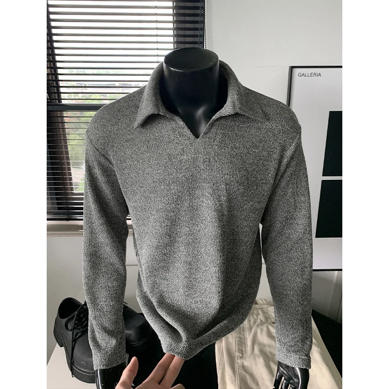 Herren Feinstrick-Polo-Pullover mit offenem Reverskragen und leichter Struktur Nord Taschen