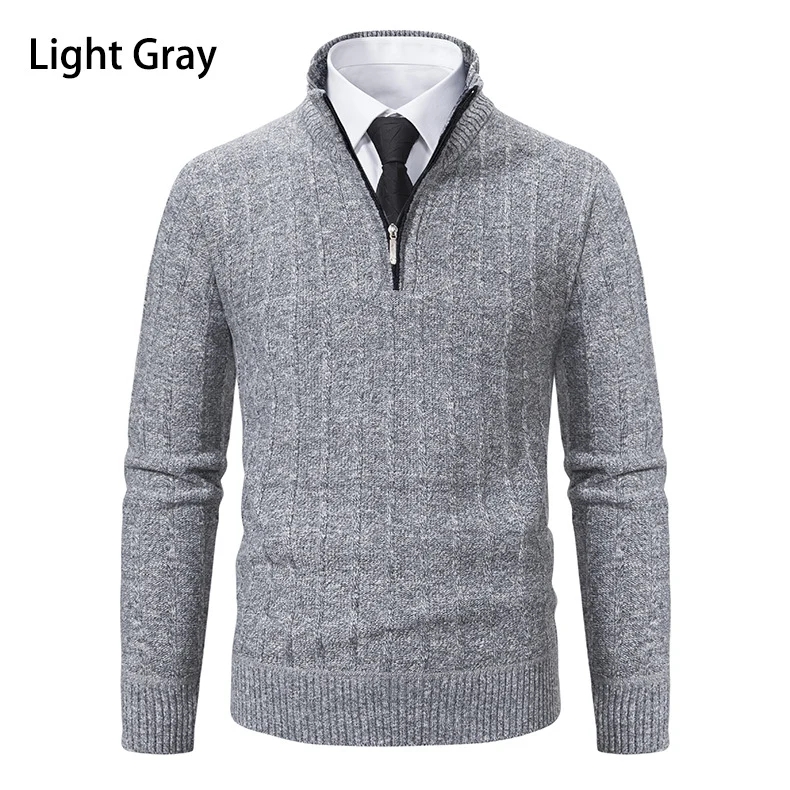 Herren Feinstrick-Halbzip-Pullover mit Zopfmuster und strukturierter Melange-Optik Nord Taschen