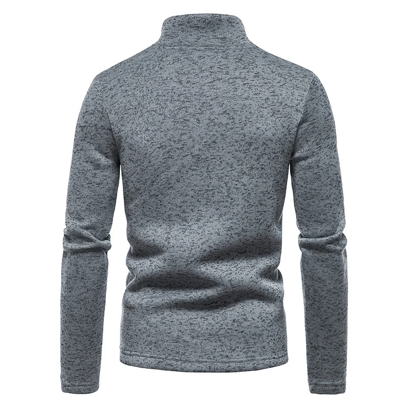 Herren Feinstrick-Halbzip-Pullover mit Stehkragen und melierter Struktur Nord Taschen